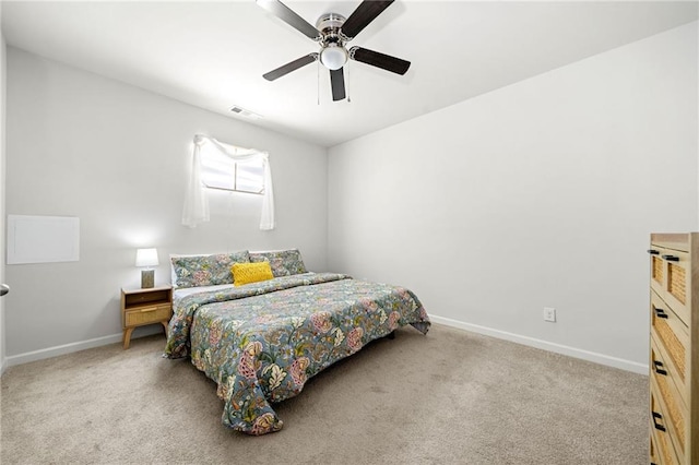 309 Vista Ln, Woodstock, GA 30189 - bedroom with visible vents, baseboards, carpet flooring, and ceiling fan