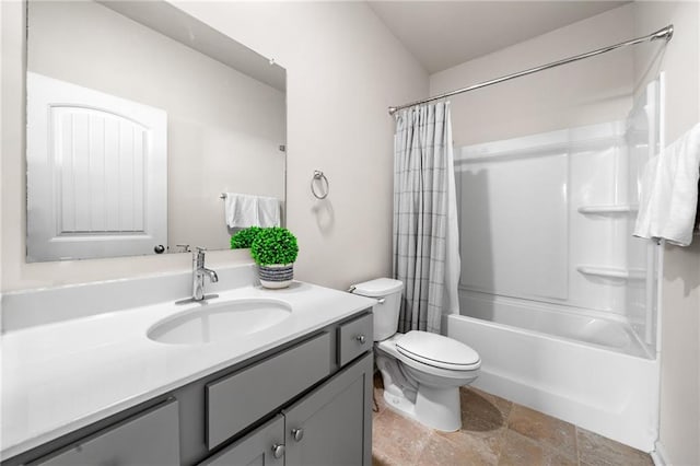 309 Vista Ln, Woodstock, GA 30189 - bathroom with toilet, shower / bathtub combination with curtain, and vanity
