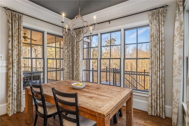 dining space featuring hardwood / wood-style flooring and plenty of natural light