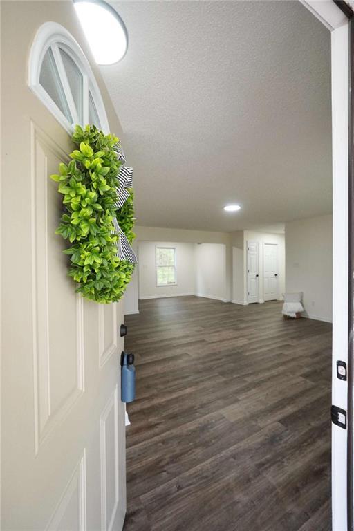 254 Barnesville Rd, Milner, GA 30257 - below grade area featuring recessed lighting, a textured ceiling, and dark wood-type flooring