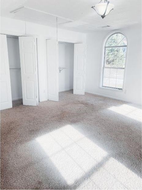 unfurnished bedroom with carpet floors