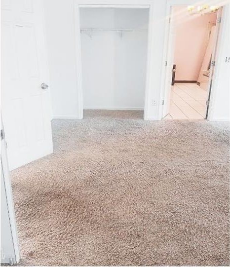 unfurnished bedroom with light carpet and a closet