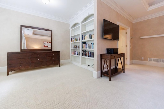 4310 Granby Way, Marietta, GA 30062 - sitting room with ornamental molding, carpet flooring, and built in shelves