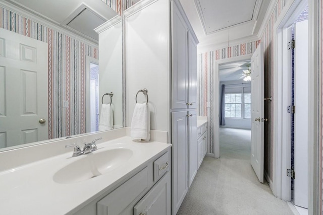 4310 Granby Way, Marietta, GA 30062 - bathroom with wallpapered walls and vanity