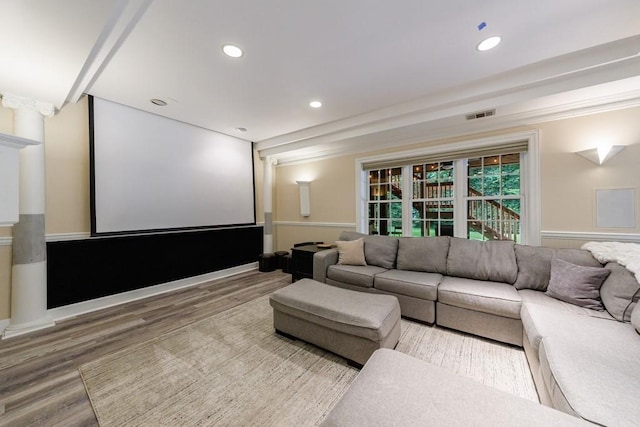 4310 Granby Way, Marietta, GA 30062 - home theater room with wood finished floors and recessed lighting