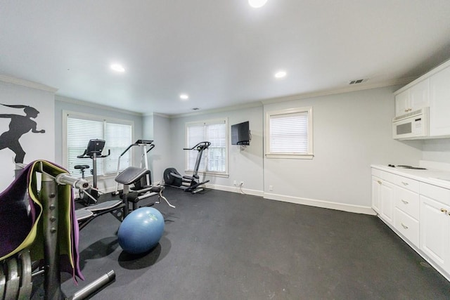 4310 Granby Way, Marietta, GA 30062 - exercise room with ornamental molding and recessed lighting