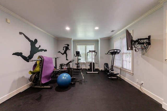 4310 Granby Way, Marietta, GA 30062 - exercise area featuring crown molding and recessed lighting