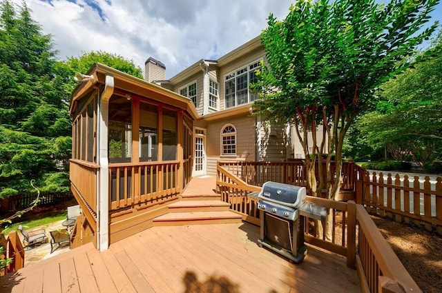 4310 Granby Way, Marietta, GA 30062 - wooden terrace with a sunroom and a grill
