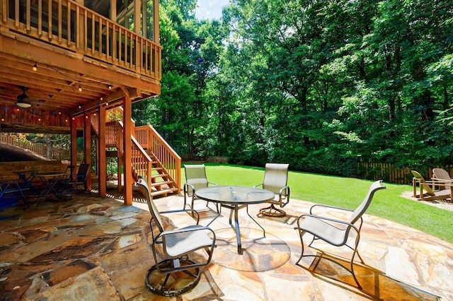 4310 Granby Way, Marietta, GA 30062 - view of patio / terrace with stairs, outdoor dining space, and ceiling fan