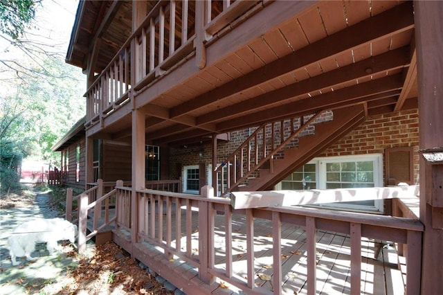 exterior space featuring a wooden deck