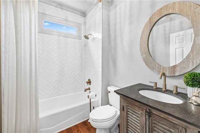7025 Windsor Hill Psge, Suwanee, GA 30024 - bathroom with shower / bath combo with shower curtain, vanity, and wood finished floors