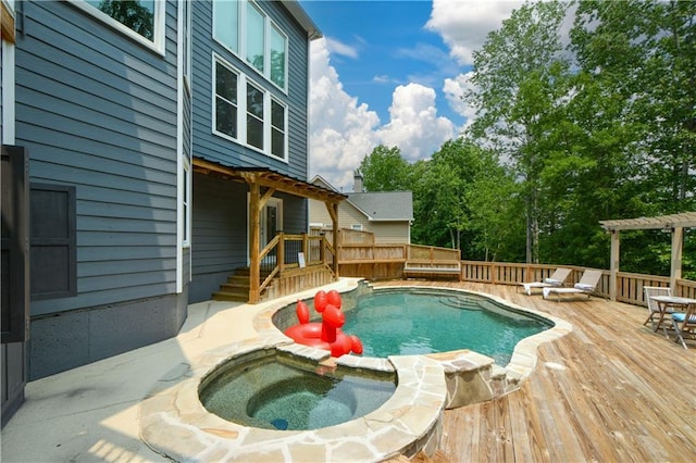 2637 Morningside Trl NW, Kennesaw, GA 30144 - view of swimming pool featuring a wooden deck and a pool with connected hot tub