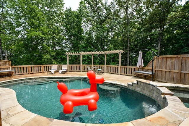 2637 Morningside Trl NW, Kennesaw, GA 30144 - view of pool with a deck, a pergola, and view of wooded area