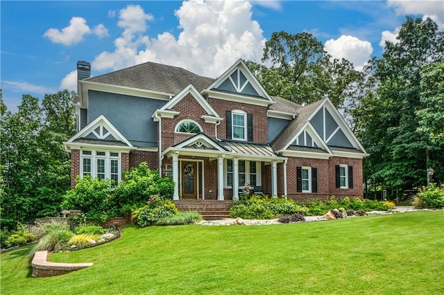 2637 Morningside Trl NW, Kennesaw, GA 30144 - view of front of home featuring a front yard, a chimney, and brick siding