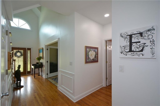 2637 Morningside Trl NW, Kennesaw, GA 30144 - entryway featuring high vaulted ceiling and wood finished floors