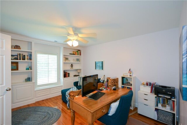 2637 Morningside Trl NW, Kennesaw, GA 30144 - office with a ceiling fan, light wood-type flooring, and built in features