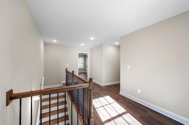 interior space with dark hardwood / wood-style flooring