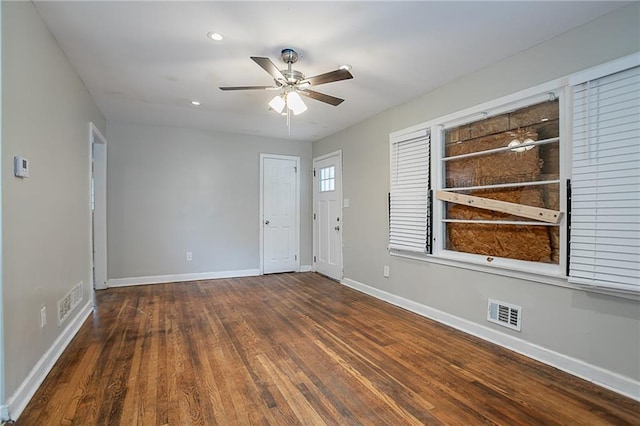 941 Reed Ave, Atlanta, GA 30344 - unfurnished room with baseboards, wood finished floors, ceiling fan, and recessed lighting