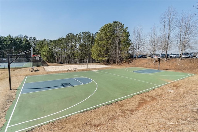 view of basketball court featuring volleyball court and community basketball court