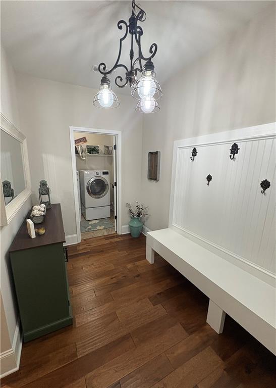 4745 Belcrest Way, Cumming, GA 30040 - mudroom featuring washer / dryer and wood finished floors