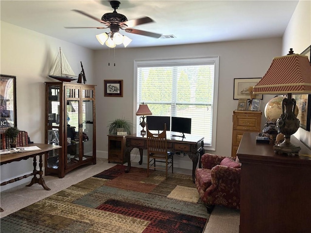 4745 Belcrest Way, Cumming, GA 30040 - office space with carpet flooring, ceiling fan, and healthy amount of natural light