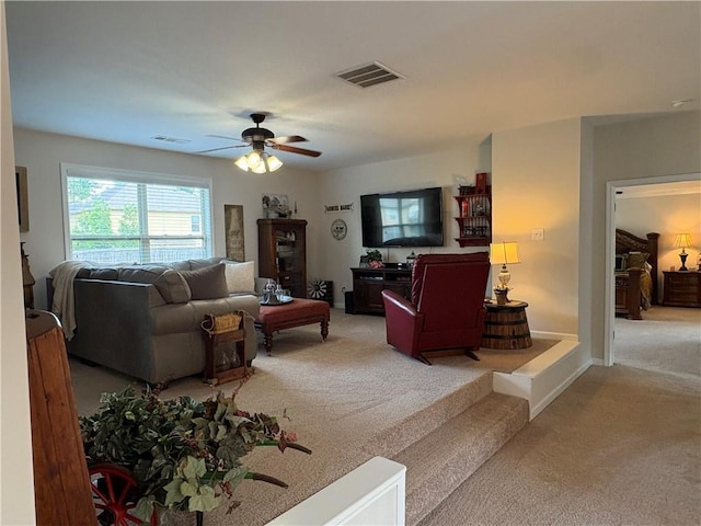 4745 Belcrest Way, Cumming, GA 30040 - living area with light carpet and ceiling fan