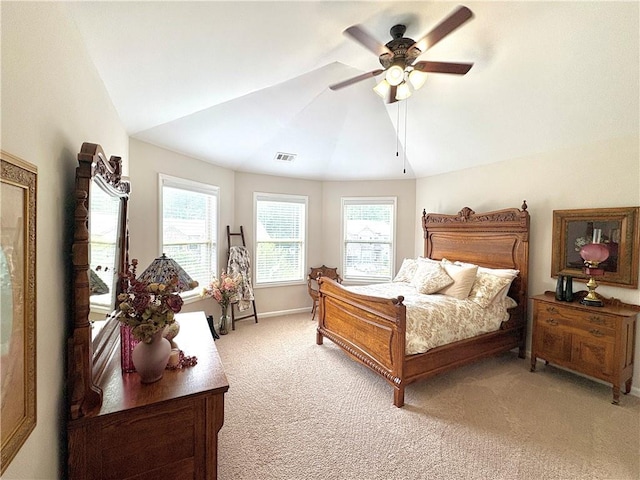 4745 Belcrest Way, Cumming, GA 30040 - bedroom with lofted ceiling, light colored carpet, and a ceiling fan
