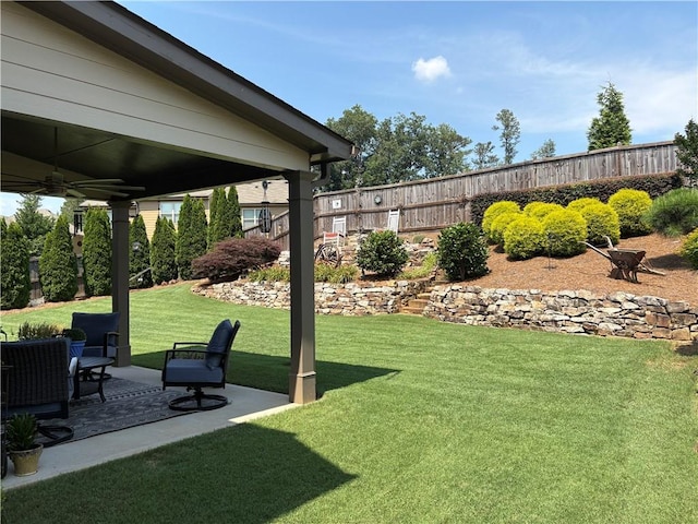 4745 Belcrest Way, Cumming, GA 30040 - view of yard featuring a patio area and a ceiling fan