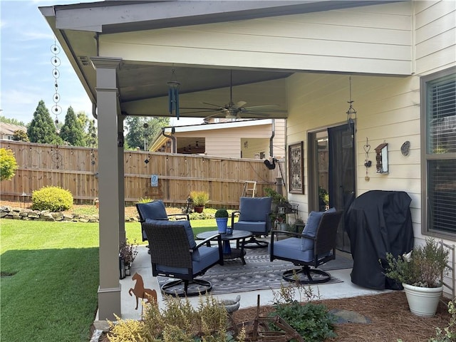 4745 Belcrest Way, Cumming, GA 30040 - view of patio with a ceiling fan and area for grilling