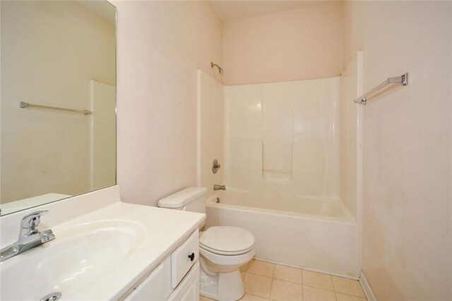 full bathroom with tile patterned flooring, vanity, toilet, and shower / tub combination