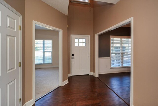 entrance foyer featuring dark hardwood / wood-style floors