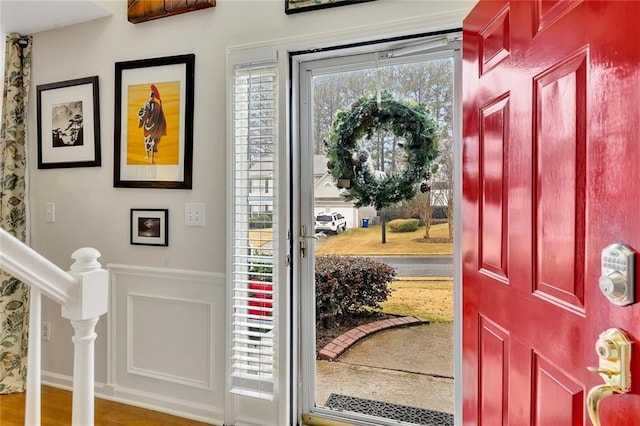 foyer entrance featuring hardwood / wood-style floors