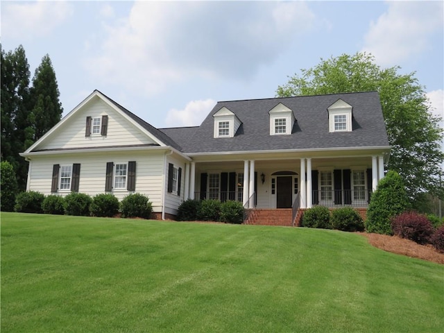 39 Summerwind Dr, Cedartown, GA 30125 - view of front of house with covered porch, a front lawn, and roof with shingles