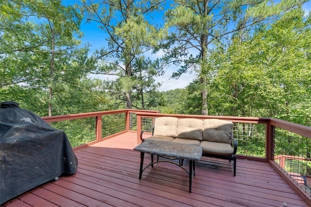 wooden deck featuring grilling area