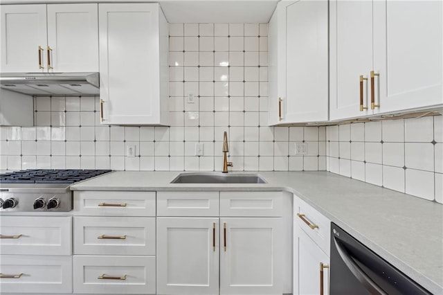 215 Piedmont Ave NE Unit 506, Atlanta, GA 30308 - kitchen featuring dishwasher, white cabinetry, under cabinet range hood, stainless steel gas stovetop, and a sink
