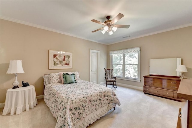 4478 Longmead Rd, Flowery Branch, GA 30542 - bedroom featuring carpet flooring, baseboards, ornamental molding, and a ceiling fan