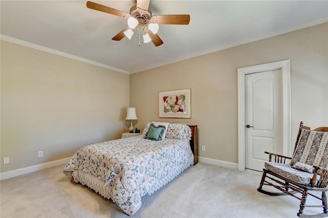 4478 Longmead Rd, Flowery Branch, GA 30542 - carpeted bedroom with ornamental molding, baseboards, and ceiling fan