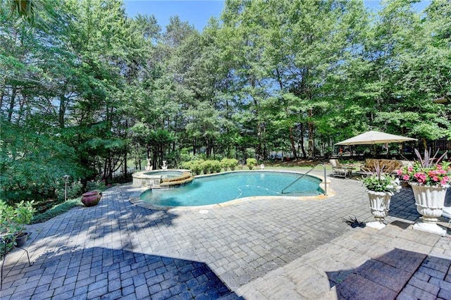 4478 Longmead Rd, Flowery Branch, GA 30542 - view of pool with a patio area, a pool with connected hot tub, and view of scattered trees