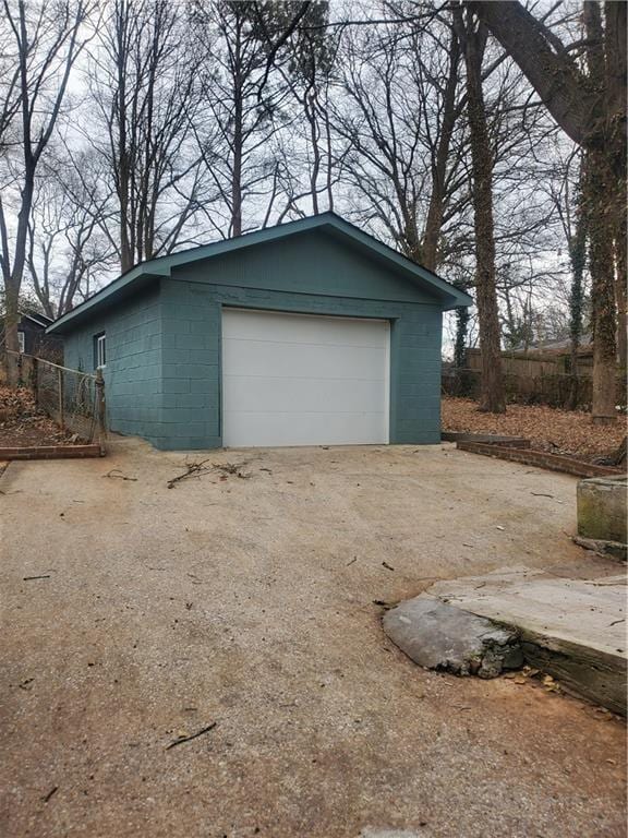 view of garage