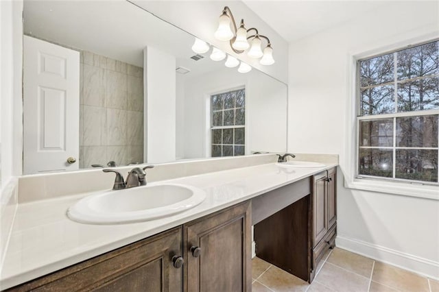 bathroom featuring vanity and tile patterned flooring