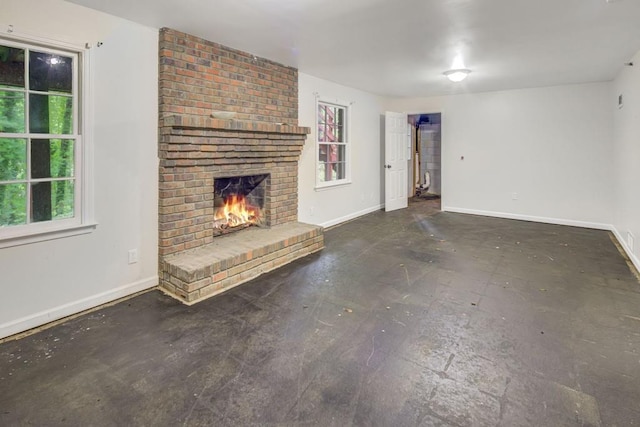 333 Lynne Cir, Alpharetta, GA 30009 - unfurnished living room with baseboards and a fireplace