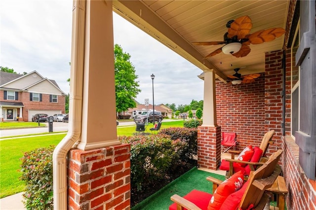 12275 Styron Dr, Hampton, GA 30228 - porch featuring ceiling fan and a residential view