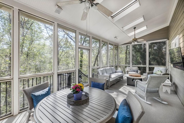 803 Night Fire Dr, Dawsonville, GA 30534 - sunroom / solarium with an outdoor living space, a skylight, and ceiling fan
