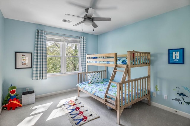803 Night Fire Dr, Dawsonville, GA 30534 - carpeted bedroom featuring ceiling fan, baseboards, and visible vents
