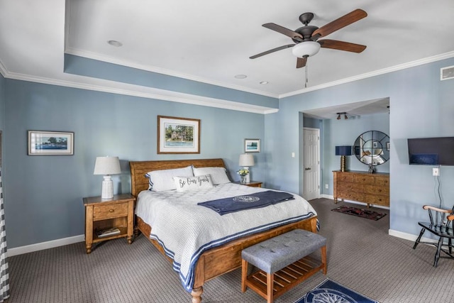 803 Night Fire Dr, Dawsonville, GA 30534 - carpeted bedroom featuring visible vents, crown molding, and baseboards