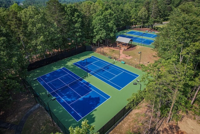 803 Night Fire Dr, Dawsonville, GA 30534 - view of tennis court with a view of trees and fence