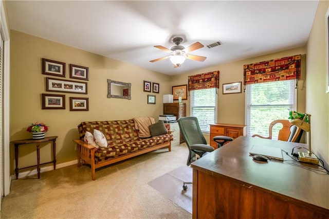 3833 Savannah Sq E, Atlanta, GA 30340 - office with light carpet, a ceiling fan, and baseboards