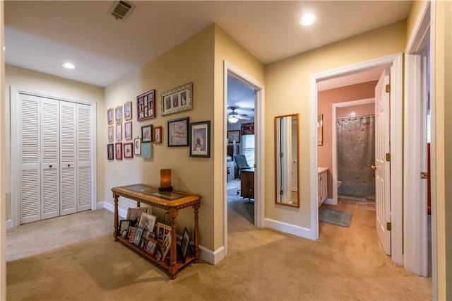 3833 Savannah Sq E, Atlanta, GA 30340 - corridor with light colored carpet, baseboards, and recessed lighting