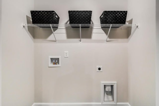 washroom with electric dryer hookup and washer hookup