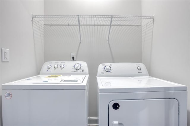 laundry room featuring washing machine and clothes dryer